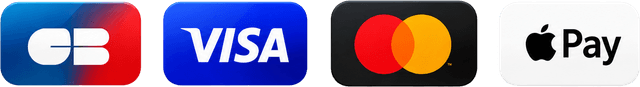 Cartes bancaires acceptées : CB, Visa, Mastercard, Apple Pay